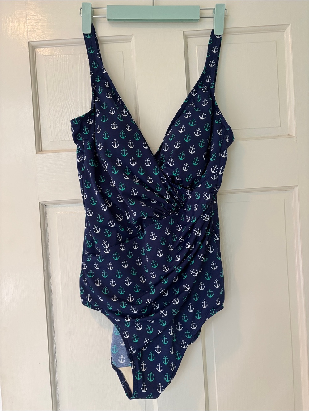 Miraclesuit Navy One-Piece Swimsuit with White & Teal Anchors